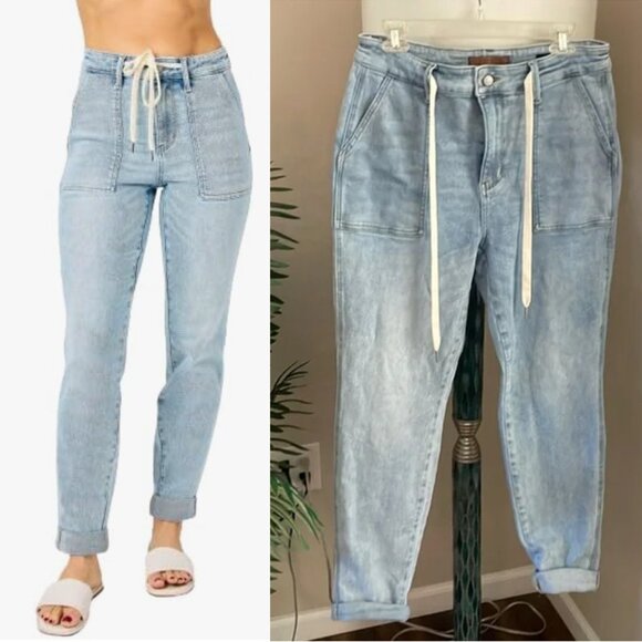 Judy Blue Denim - Judy Blue High Waist Double Cuff Jogger